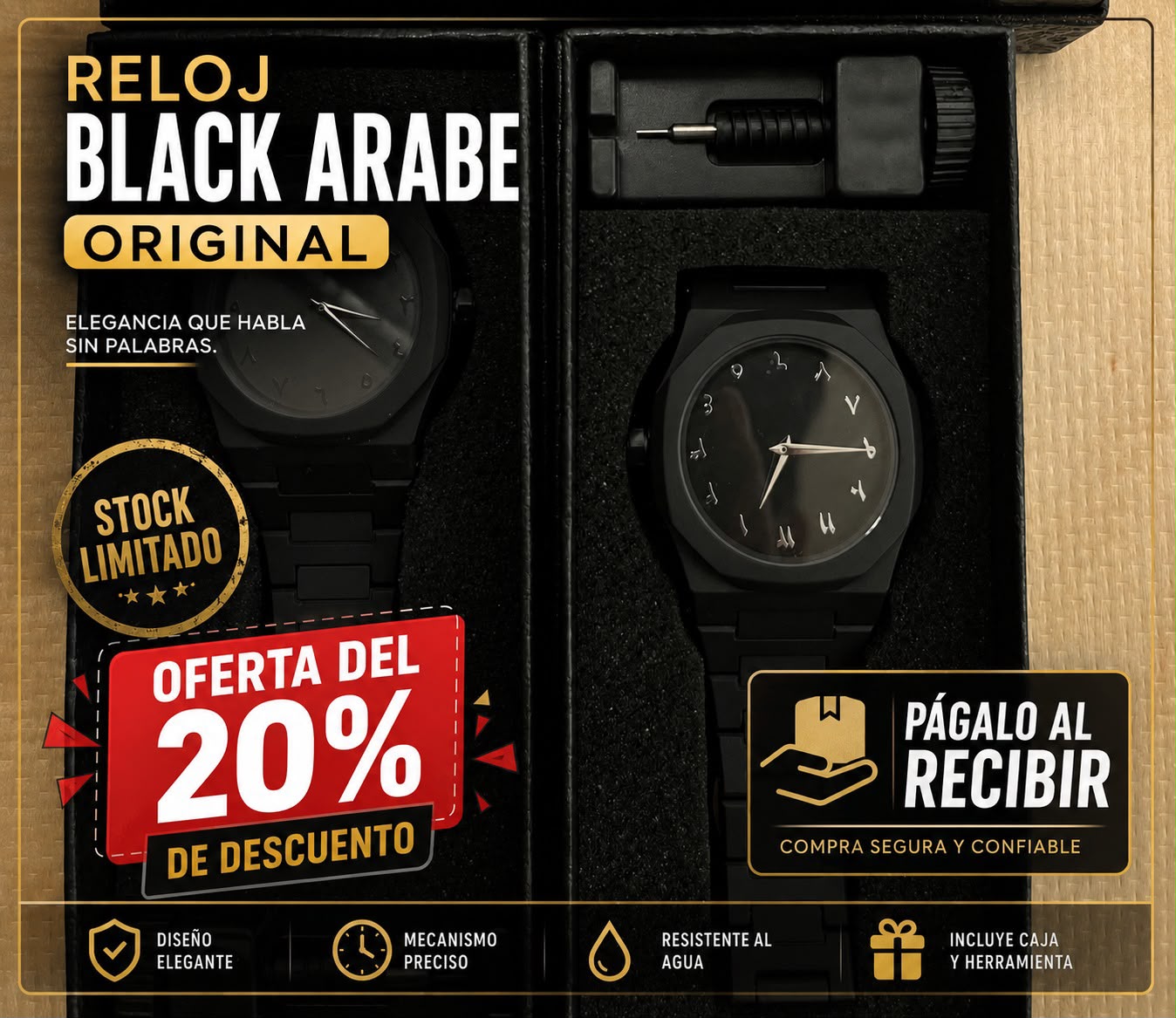 🔥RELOJ BLACK ÁRABE CON DESARMADOR - ¡EL ORIGINAL!🖤🔥