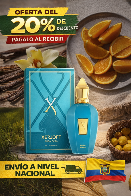 🍊 XERJOFF ERBA PURA, NUEVA PRESENTACIÓN REMASTERIZADA - 100ML🩵