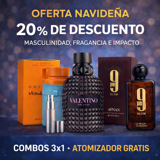 🔥 Valentino Intense + 9PM Elixir + Mandarin Sky (100ML) + OBSEQUIO ATOMIZADOR GRATIS!!